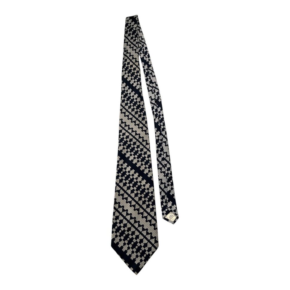 Vintage Continental Clothing Geometric Neck Tie Black Gray Harlem Irving Plaza